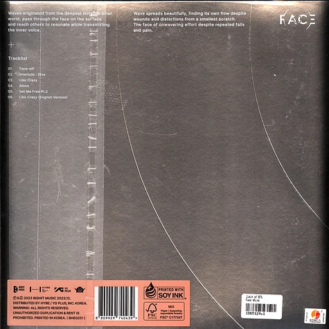 Jimin of BTS - Face White Vinyl Edition
