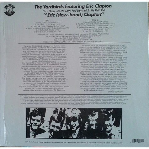 The Yardbirds Featuring Eric Clapton - Eric (Slow-Hand) Clapton