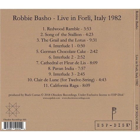 Robbie Basho - Live In Forlì, Italy 1982
