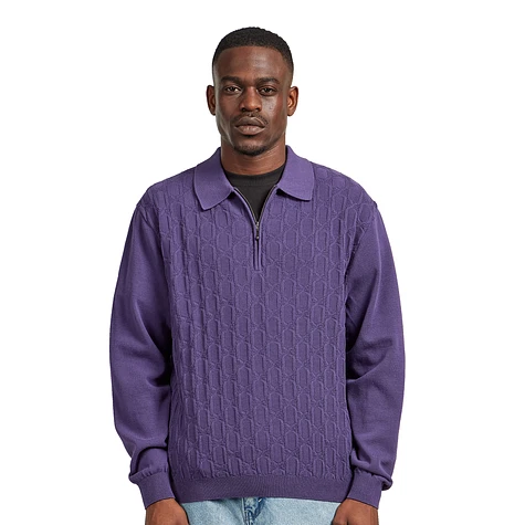 thisisneverthat - Cable Knit Zip Polo