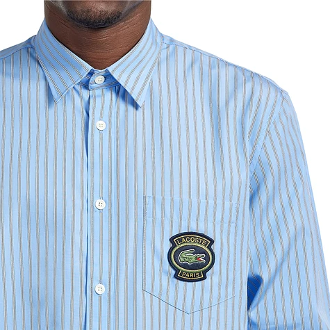 Lacoste - Striped Button Collar Badge Shirt