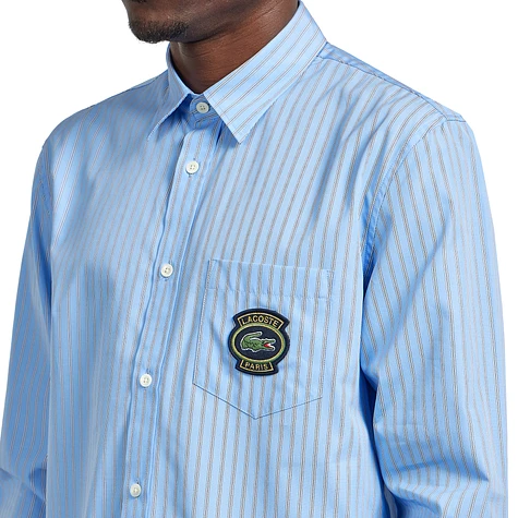Lacoste - Striped Button Collar Badge Shirt