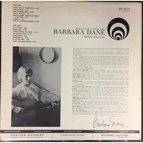 Barbara Dane - When I Was A Young Girl