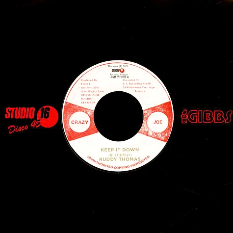 Ruddy Thomas / Mighty Two - Keep It Down / Down With It Version