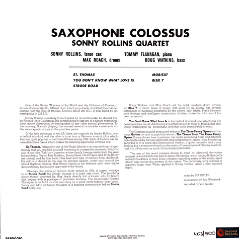 Sonny Rollins - Saxophone Colossus Blue Marble Vinyl Edition
