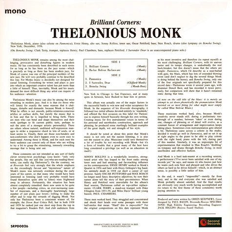 Thelonious Monk - Brilliant Corners Natural Clear Vinyl Edition