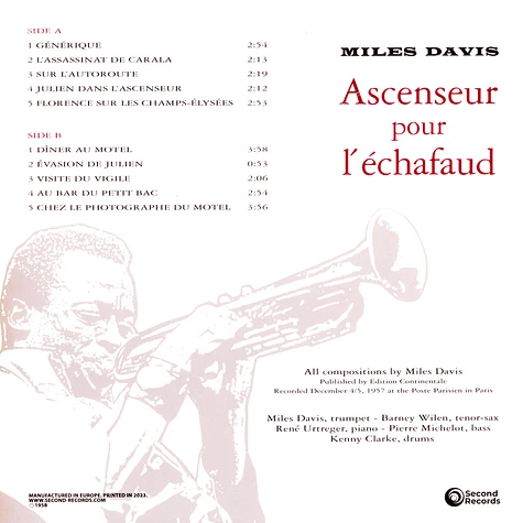 Miles Davis - Ascenseur Pour L'echafaud Magenta Vinyl Edition