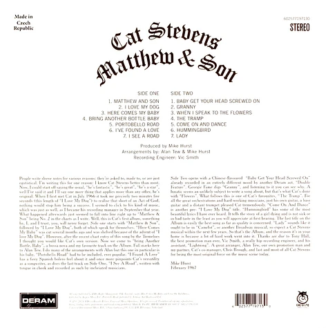 Cat Stevens - Matthew & Son Opaque Vinyl Edition