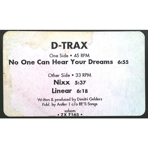 D-Trax - No One Can Hear Your Dreams