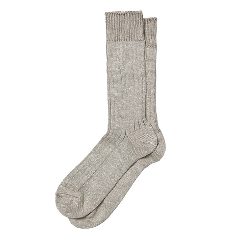 RoToTo - Linen Cotton Ribbed Crew Socks