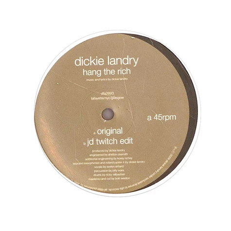 Dickie Landry Feat. Jd Twitch - Hang The Rich