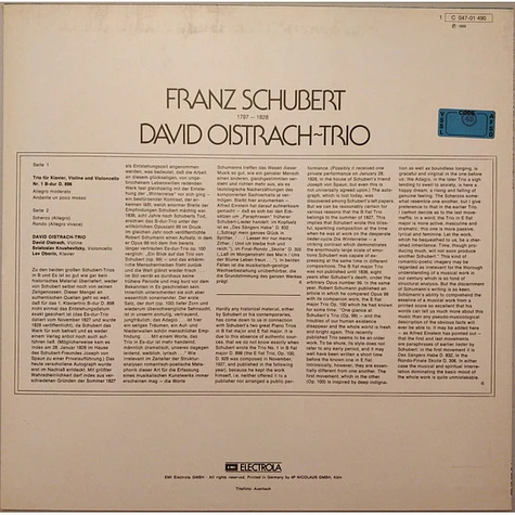 Franz Schubert - David Oistrakh Trio - Klaviertrio Nr. 1 B-dur D. 898