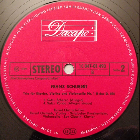 Franz Schubert - David Oistrakh Trio - Klaviertrio Nr. 1 B-dur D. 898
