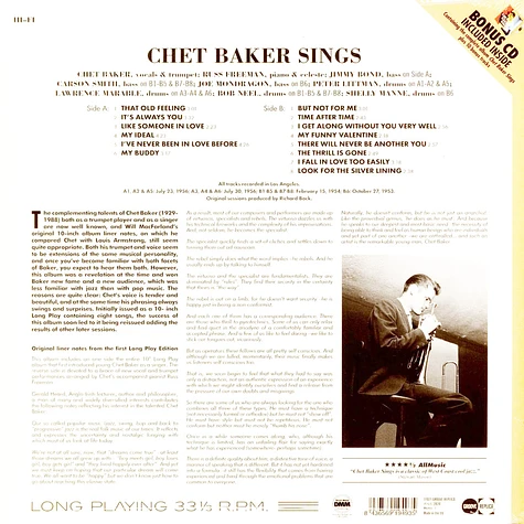 Chet Baker - Sings10 Tracks