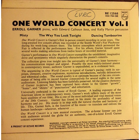 Erroll Garner - One World Concert - Vol. 1