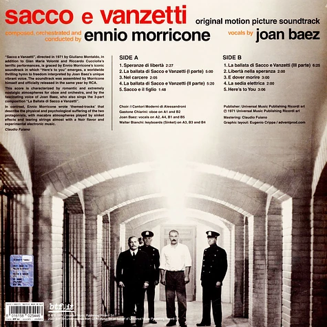 Ennio Morricone - OST Sacco E Vanzetti Clear Transparent Vinyl Record Store Day 2024 Edition
