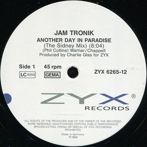 Jam Tronik - Another Day In Paradise (The Sidney Mix)
