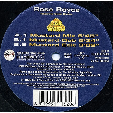 Rose Royce Featuring Gwen Dickey - Car Wash '98