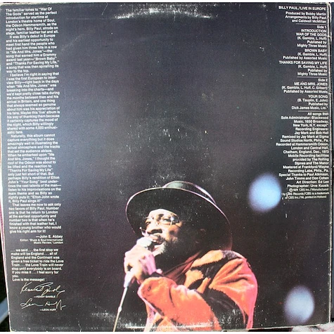 Billy Paul - Live In Europe