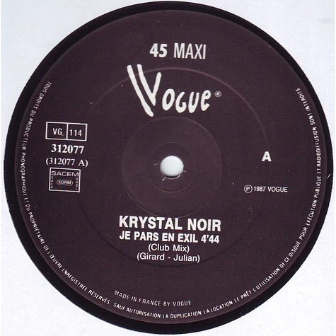 Krystal Noir - Je Pars En Exil