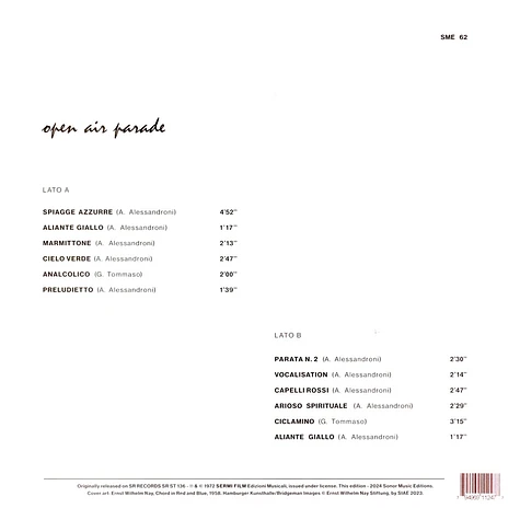 Alessandro Alessandroni / Giovanni Tommaso - Open Air Parade Black Vinyl Edition