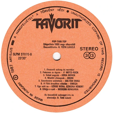 B. Tóth László - Pop-Tari-Top '86
