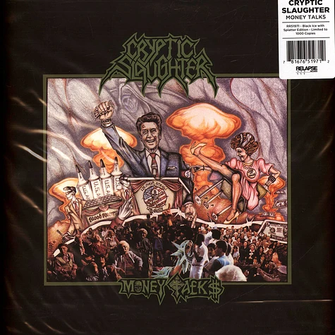 Cryptic Slaughter - Money Talks Black With Green White And Orange Splatters Vinyl Edition
