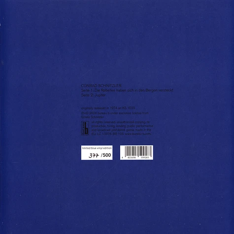 Conrad Schnitzler - Blau 50th Anniversary Edition