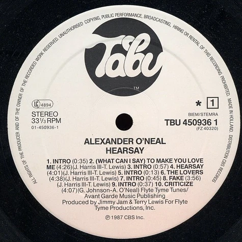 Alexander O'Neal - Hearsay