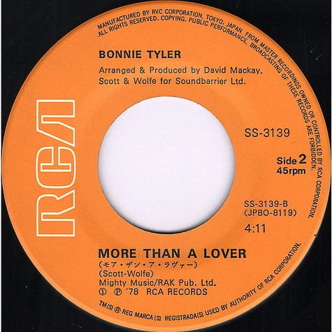 Bonnie Tyler - It's A Heartache / More Than A Lover