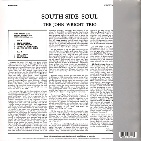 John Wright Trio - South Side Soul (Original Jazz Classics Series)