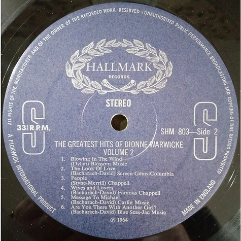 Dionne Warwick - The Greatest Hits Of Dionne Warwicke Vol. 2