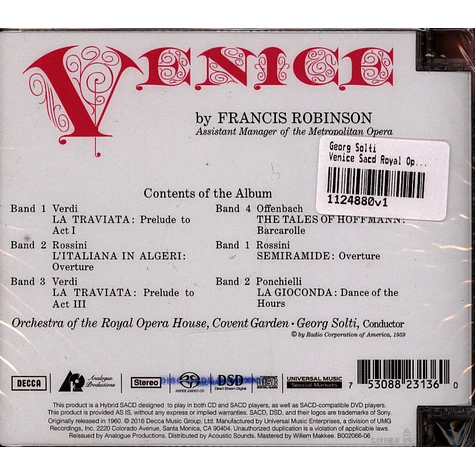 Georg Solti - Venice Sacd Royal Opera House Orchestra