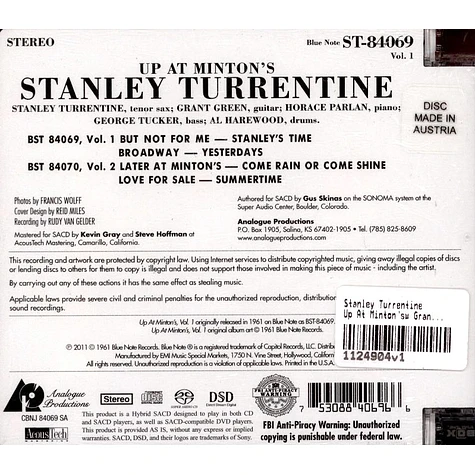 Stanley Turrentine - Up At Minton'sw Grant Green Horace Parlan George Tucker Al Harewood