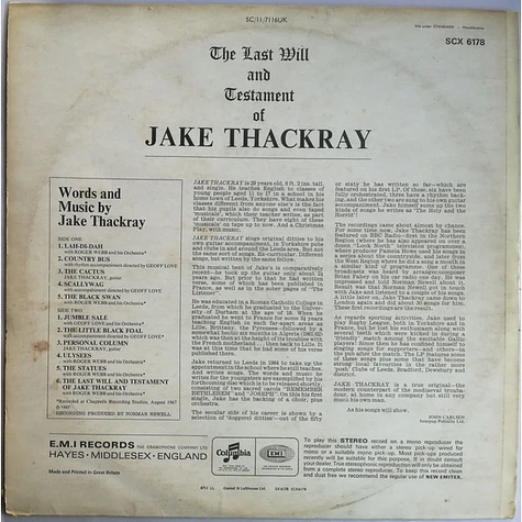 Jake Thackray - The Last Will And Testament Of Jake Thackray