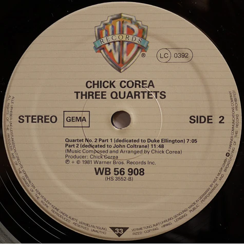 Chick Corea - Three Quartets