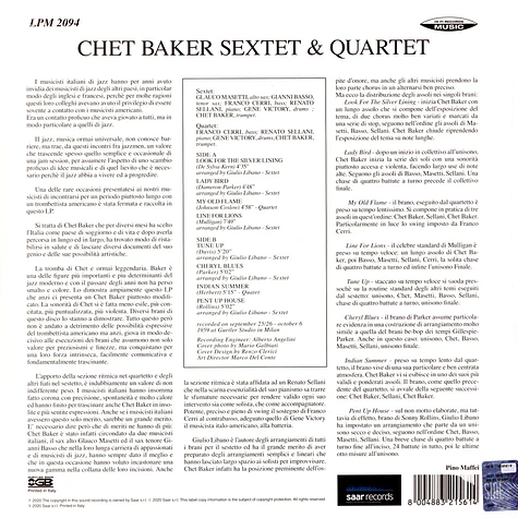 Chet Baker - Sextet & Quartet Blue Vinyl Edition