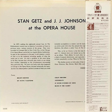 Stan Getz And J.J. Johnson - At The Opera House