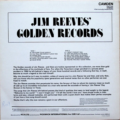 Jim Reeves - Jim Reeves' Golden Records