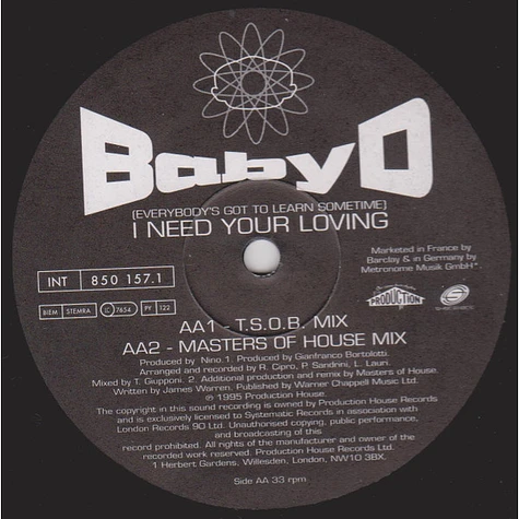 Baby D - (Everybody's Got To Learn Sometime) I Need Your Loving