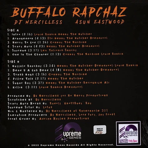 DJ Mercilless & Asun Eastwood - Buffalo Rapchaz Red Vinyl Edition