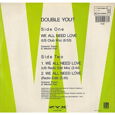 Double You - We All Need Love (Remix)