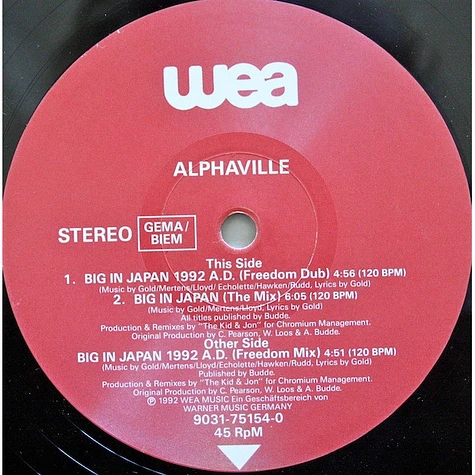 Alphaville - Big In Japan 1992 A.D.
