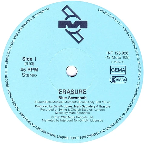 Erasure - Blue Savannah