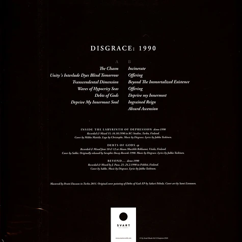 Disgrace - 1990 Black Vinyl Edition