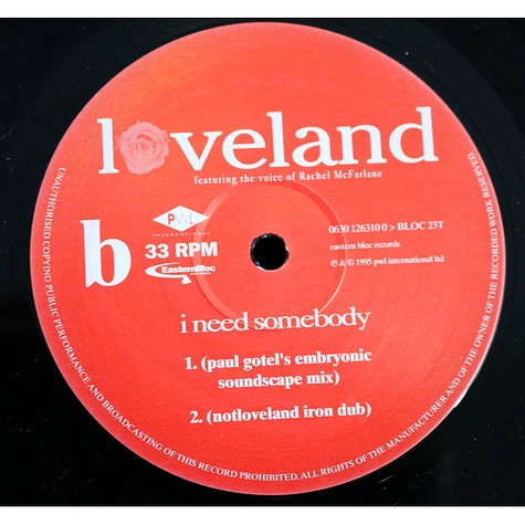 Loveland Featuring The Voice Of Rachel McFarlane - I Need Somebody