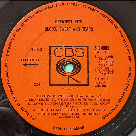 Blood, Sweat And Tears - Blood, Sweat & Tears Greatest Hits