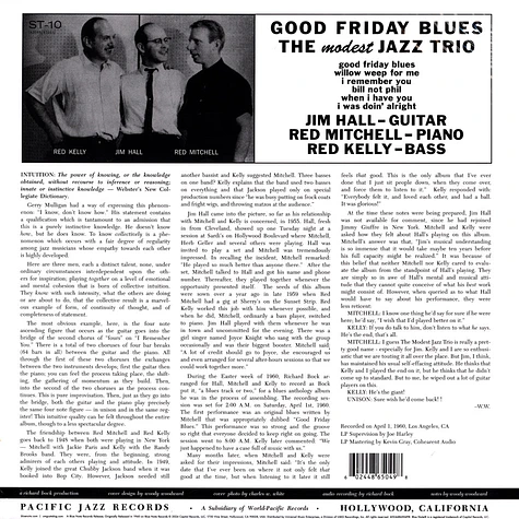 The Modest Jazz Trio - Good Friday Blues Tone Poet Vinyl Edition