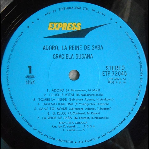 Graciela Susana - Adoro, La Reine De Saba