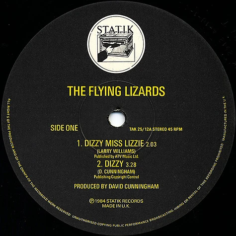 The Flying Lizards - Dizzy Miss Lizzie